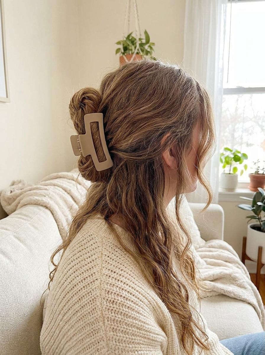 Claw Clip Frisur - einfache Frisur für lange Haare